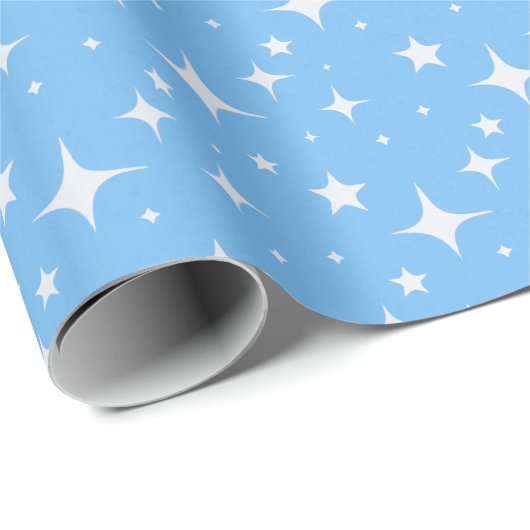 Celestial Blue and White Starry Night Gift Wrap Geschenkpapier (Rolleneckpunkt)
