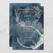 Celestial Blue Blume Moon Einladung (Vorne/Hinten)