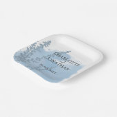 Celestial Blue Botanical Watercolor Wash Wedding Pappteller (Gewinkelt)