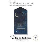 Celestial Blue Crescent Moon Hochzeitessen All In One Einladung