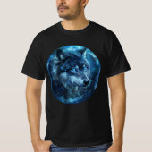 Celestial Blue-Eyed Wolf Wall Art T-Shirt (Vorderseite)
