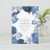 Celestial Blue, Frosted Indigo & Silver Pebble Einladung (Stehend Vorderseite)