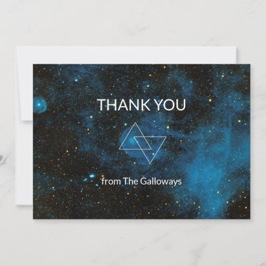Celestial Blue Galaxy Minimalistisch Chic Cool Dankeskarte (Vorderseite)