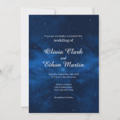 Celestial Blue Galaxy Night Sky Thema Hochzeit Einladung (Vorderseite)