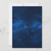 Celestial Blue Galaxy Night Sky Thema Hochzeit Einladung (Rückseite)