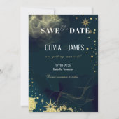 Celestial Blue Galaxy Save the Date Wedding Card Einladung (Vorderseite)