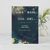 Celestial Blue Galaxy Save the Date Wedding Card Einladung (Stehend Vorderseite)