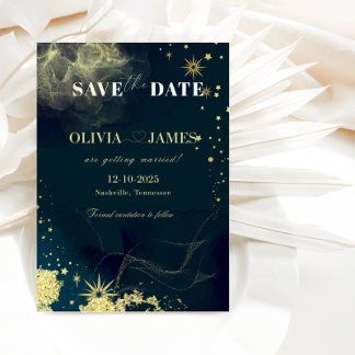 Celestial Blue Galaxy Save the Date Wedding Card Einladung