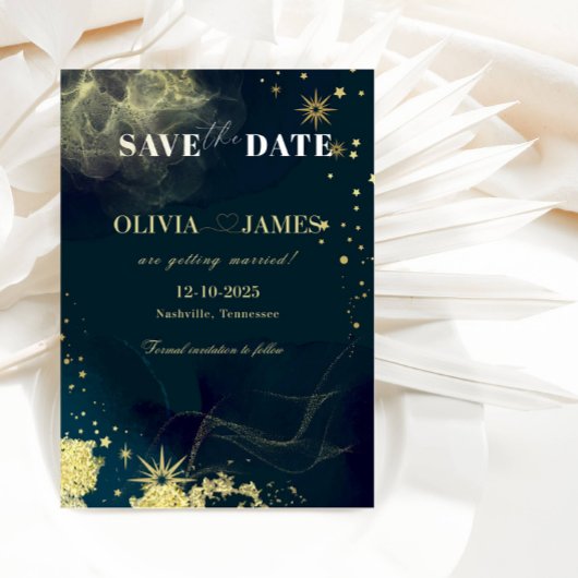 Celestial Blue Galaxy Save the Date Wedding Card Einladung