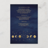 Celestial Blue Gold Crescent Moon Phases Wedding Begleitkarte (Vorderseite)