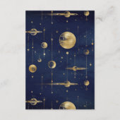 Celestial Blue Gold Crescent Moon Phases Wedding Begleitkarte (Rückseite)