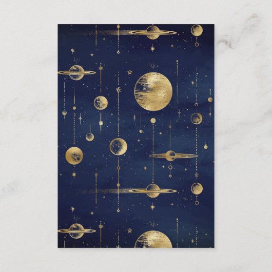 Celestial Blue Gold Crescent Moon Phases Wedding Begleitkarte (Rückseite)