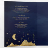 Celestial Blue Gold Crescent Moon Phases Wedding Dreifach Gefaltete Einladung (Innen Erste Seite)