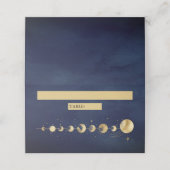 Celestial Blue Gold Crescent Moon Phases Wedding Platzkarte (Außenseite Aufgefaltet)