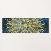 Celestial Blue Gold Mandala Sun Yogamatte (Rückseite (Horizontal))