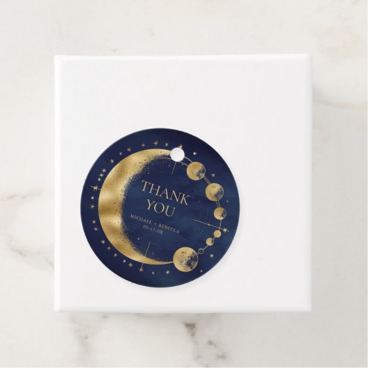 Celestial Blue Gold Moon Phases Wedding Vielen Dan Geschenkanhänger (Beispiel)