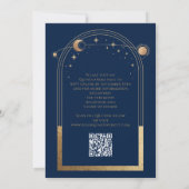 Celestial Blue Gold QR Code Quinceañera Einladung (Rückseite)