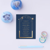Celestial Blue Gold QR Code Quinceañera Flyer (Einzeln)