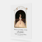 Celestial Blue Gold Quinceñera Geburtstag Willkomm Acrylschild (Winkel)
