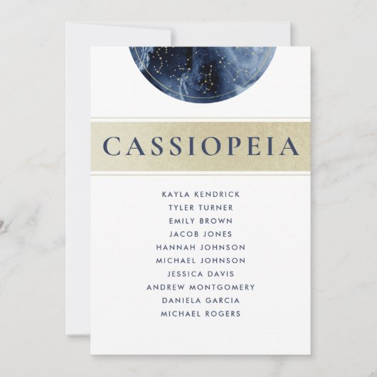 Celestial Blue Gold Seating Plan Karten Gästebamen (Vorderseite)