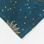 Celestial Blue & Gold Starry Night Crescent Moon Fleecedecke (Ecke)