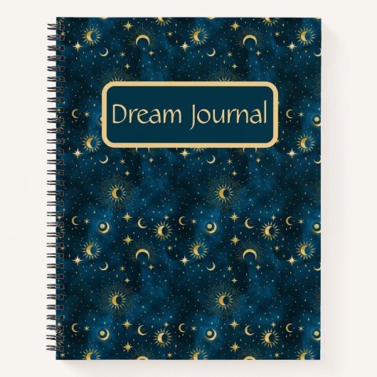 Celestial Blue & Gold Starry Night Dream Journal Notizblock (Vorderseite)