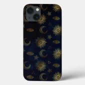 Celestial Blue Gold Sun Moon Stars Case-Mate iPhone Hülle (Rückseite)