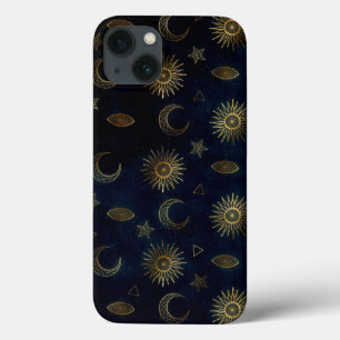 Celestial Blue Gold Sun Moon Stars Case-Mate iPhone Hülle