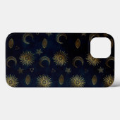 Celestial Blue Gold Sun Moon Stars Case-Mate iPhone Hülle (Rückseite (Horizontal))