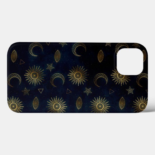 Celestial Blue Gold Sun Moon Stars Case-Mate iPhone Hülle (Rückseite (Horizontal))