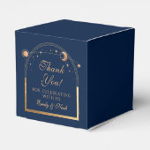 Celestial Blue Gold Sun Moon Stars Hochzeit Geschenkschachtel (Rückseite)