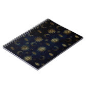 Celestial Blue Gold Sun Moon Stars Notizblock (Linke Seite)