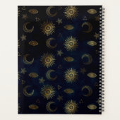 Celestial Blue Gold Sun Moon Stars Planer (Rückseite)