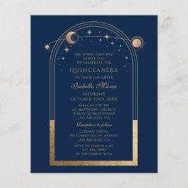 Celestial Blue Gold Sun Moon Stars Quinceañera Flyer