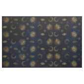 Celestial Blue Gold Sun Moon Stars Stoff (Fat Quarter (45,7 x 55,9 cm))