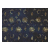Celestial Blue Gold Sun Moon Stars Tischdecke (Vorderseite (Horizontal))
