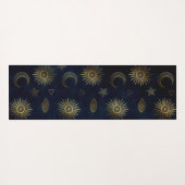 Celestial Blue Gold Sun Moon Stars Yogamatte (Rückseite (Horizontal))