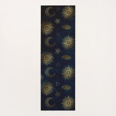 Celestial Blue Gold Sun Moon Stars Yogamatte (Rückseite)