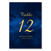Celestial Blue Gold Universe Wedding Tischnummer (Vorderseite)
