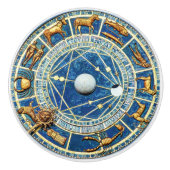 Celestial Blue & Gold Zodiac Wheel Astrologie Zeic Keramikknauf (Vorderseite)