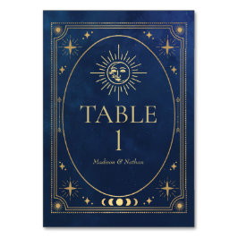 Celestial Blue Gothic Tarot Wedding Tischnummer