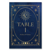 Celestial Blue Gothic Tarot Wedding Tischnummer (Vorderseite)