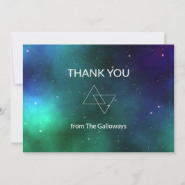 Celestial Blue Green Galaxy Minimalistisch Chic Dankeskarte