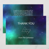 Celestial Blue Green Galaxy Minimalistisch Chic Dankeskarte (Vorne/Hinten)