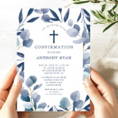 Celestial Blue Leaf Boys Bestätigung Einladung