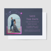 Celestial Blue Lila Foto Wedding Save the Date Pergament Einladungen (Versetzt)