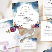Celestial, Blue Lila und Aquamarin Square Wedding Einladung