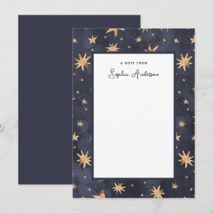 Celestial Blue mit Imitats Gold Stars Mitteilungskarte