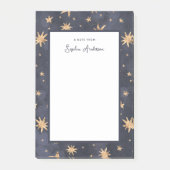 Celestial Blue mit Imitats Gold Stars Post-it Klebezettel (Vorderseite)