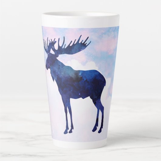 Celestial Blue Moose Silhouette Milchtasse (Vorderseite)